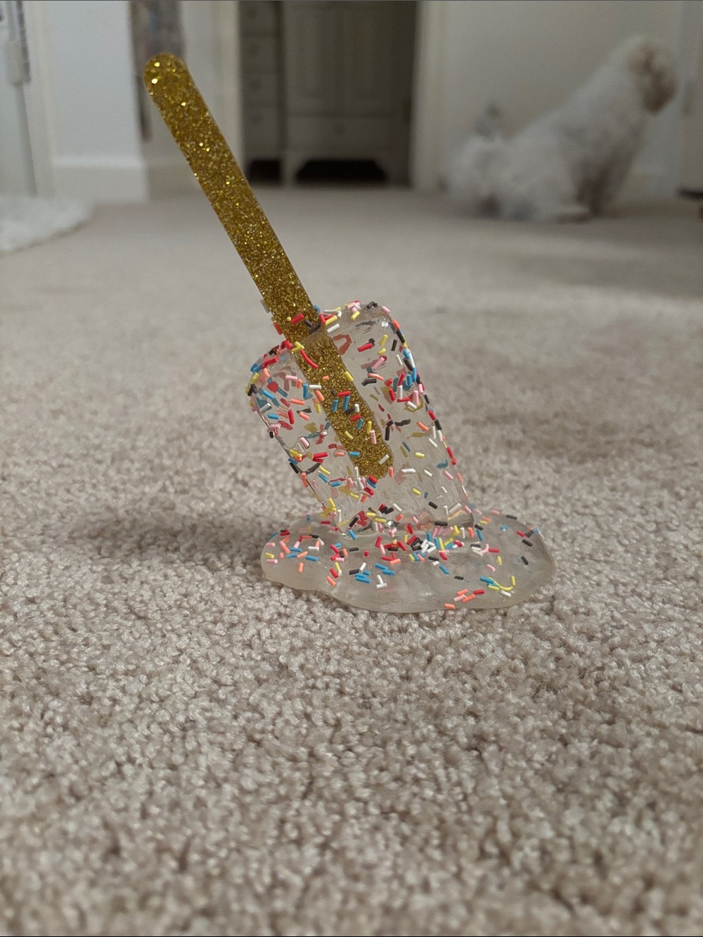 Glitter Popsicle Resin Stand with Multicolor Sprinkles